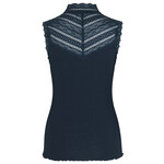 Rosemunde Benita silk turtleneck top lace Navy