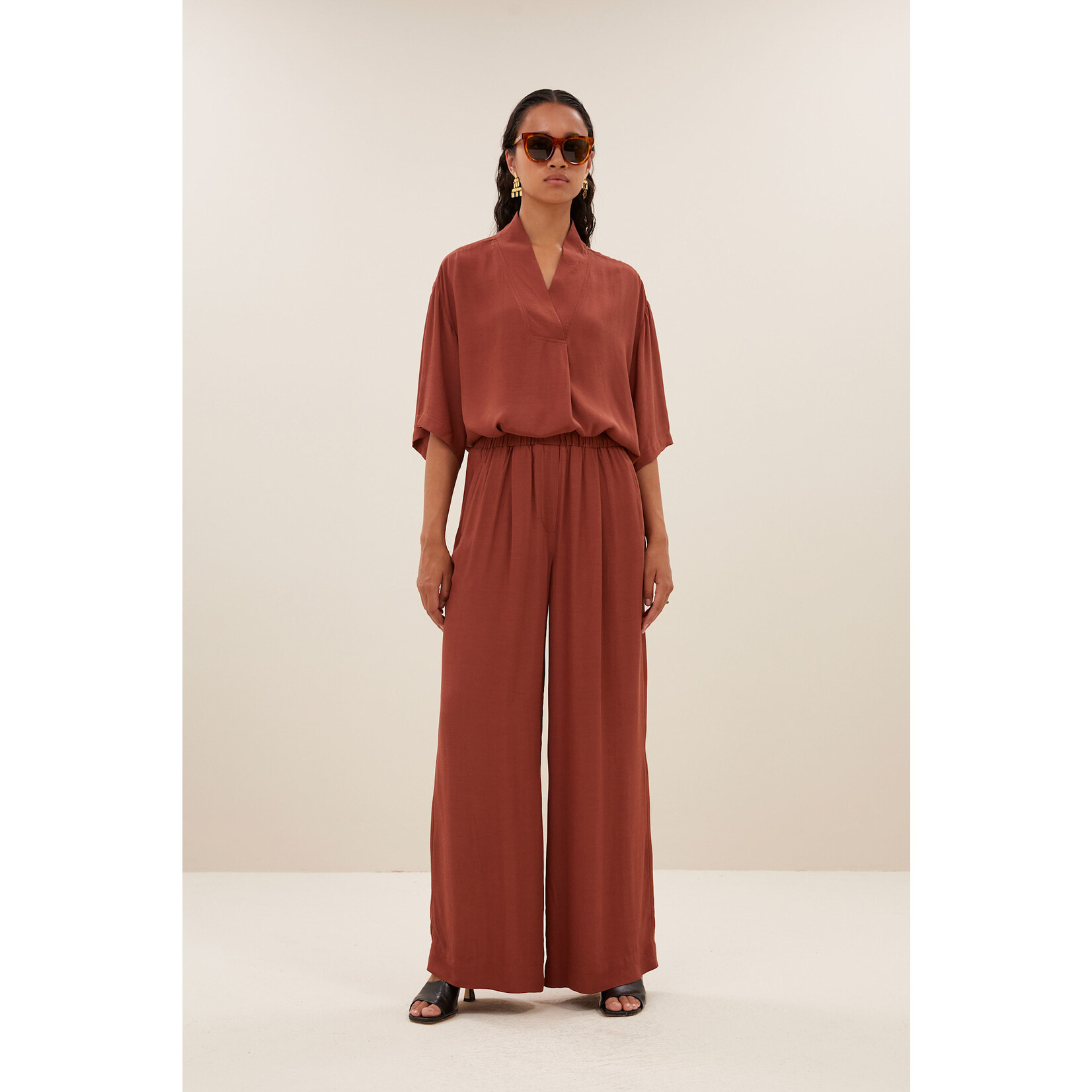By-Bar Benji viscose pants Bricks