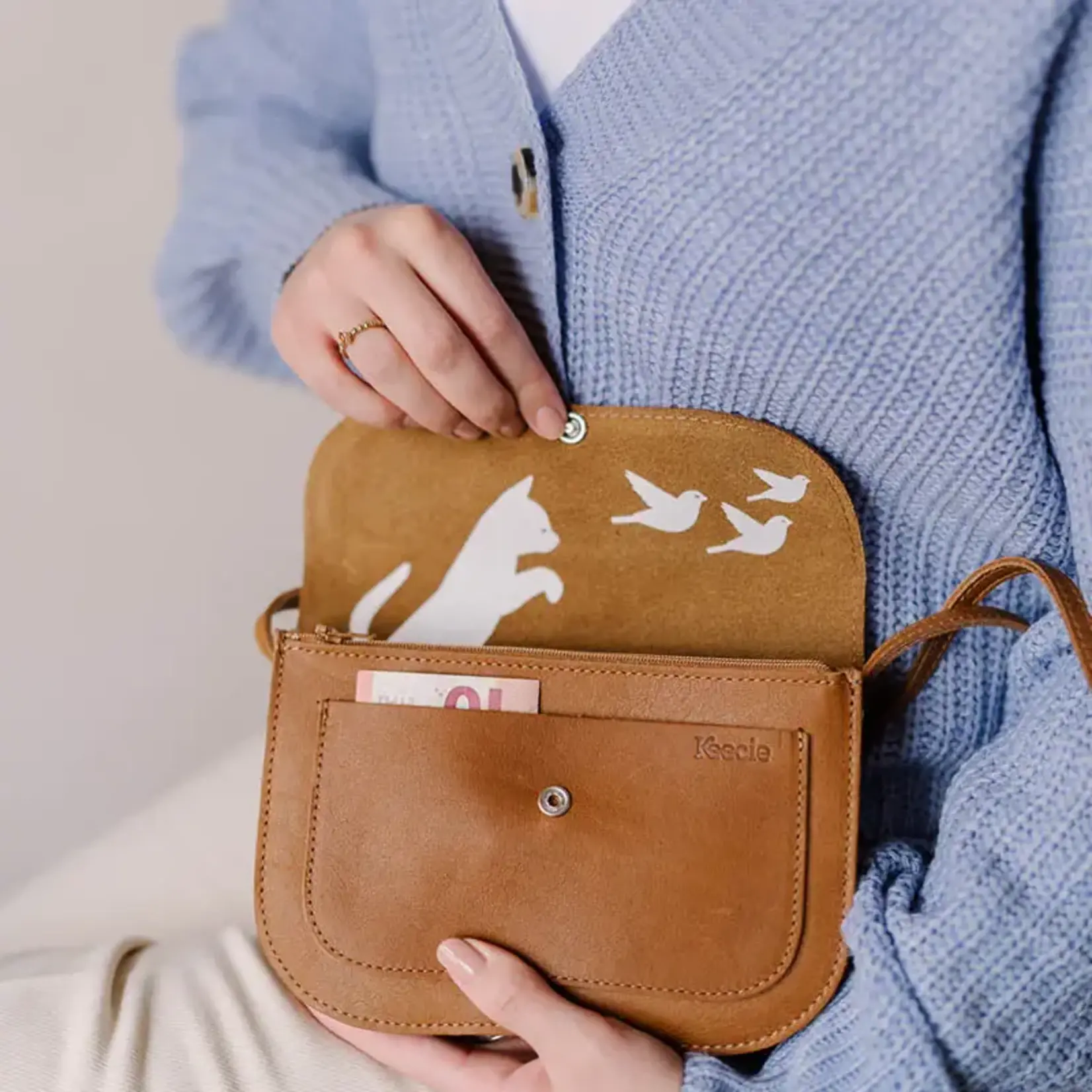 Keecie Bag Cat chase Cognac used look