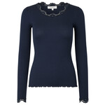Rosemunde Babette silk long sleeve lace Navy