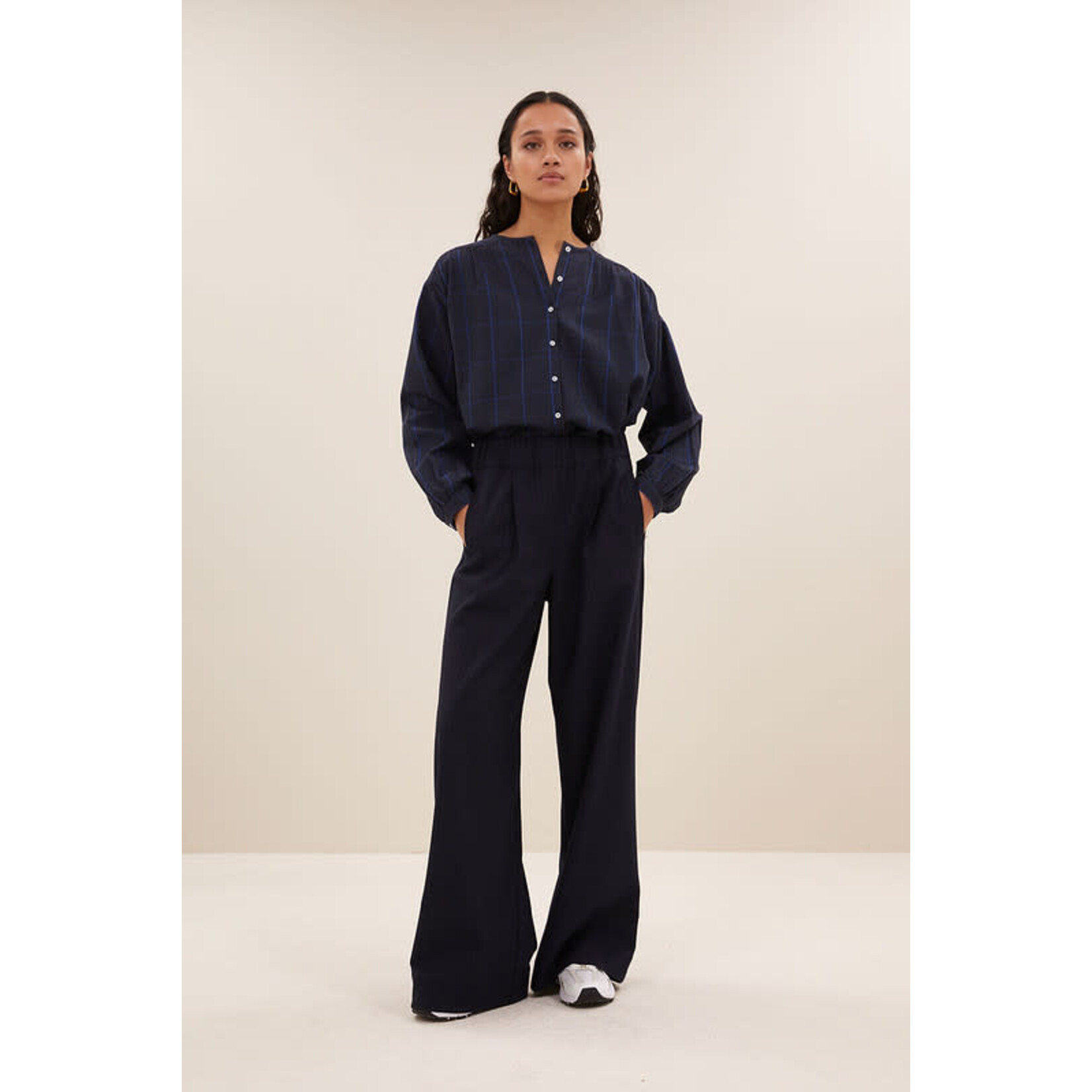 By-Bar Rikki check blouse Blue