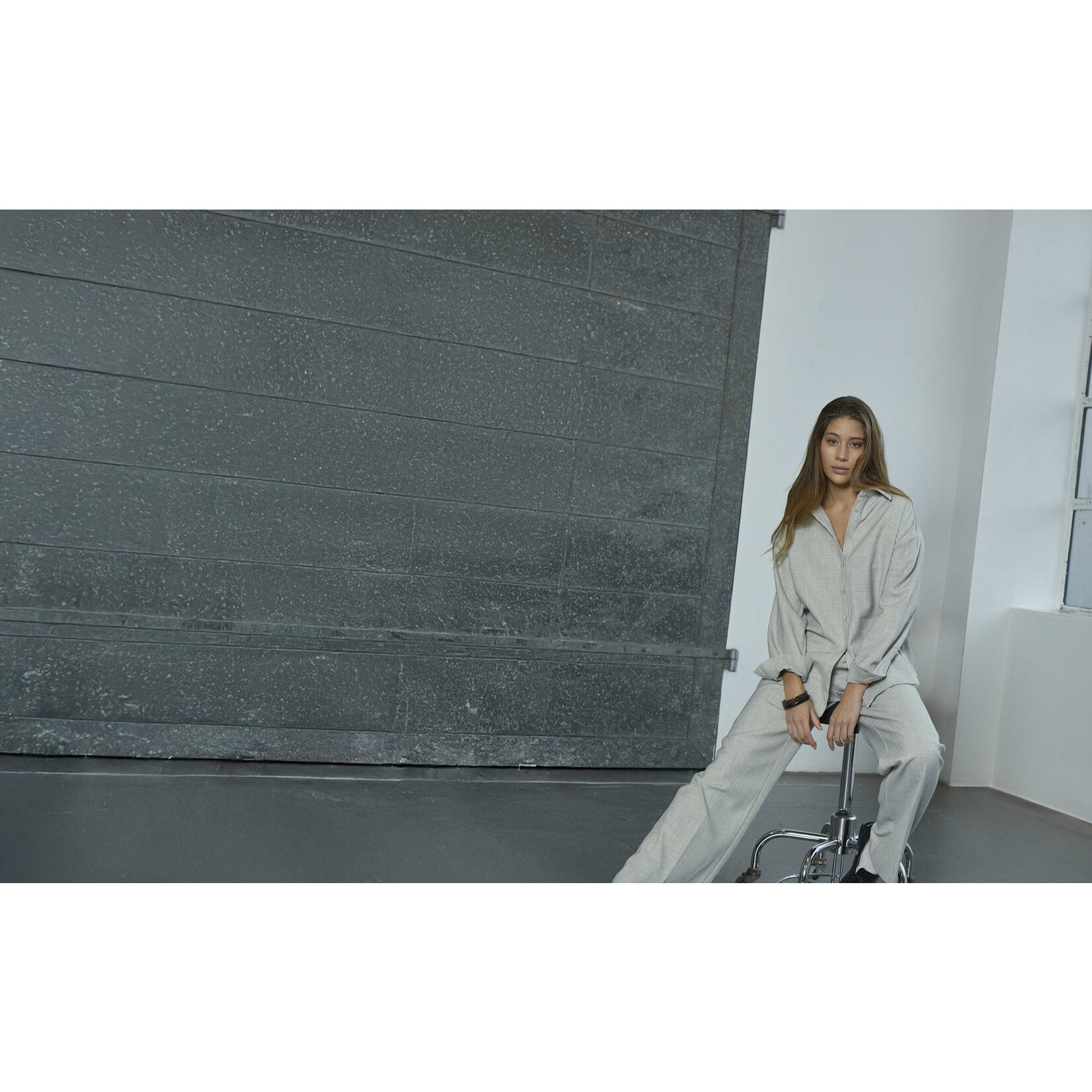 Minus Aya mid waist pant String melange