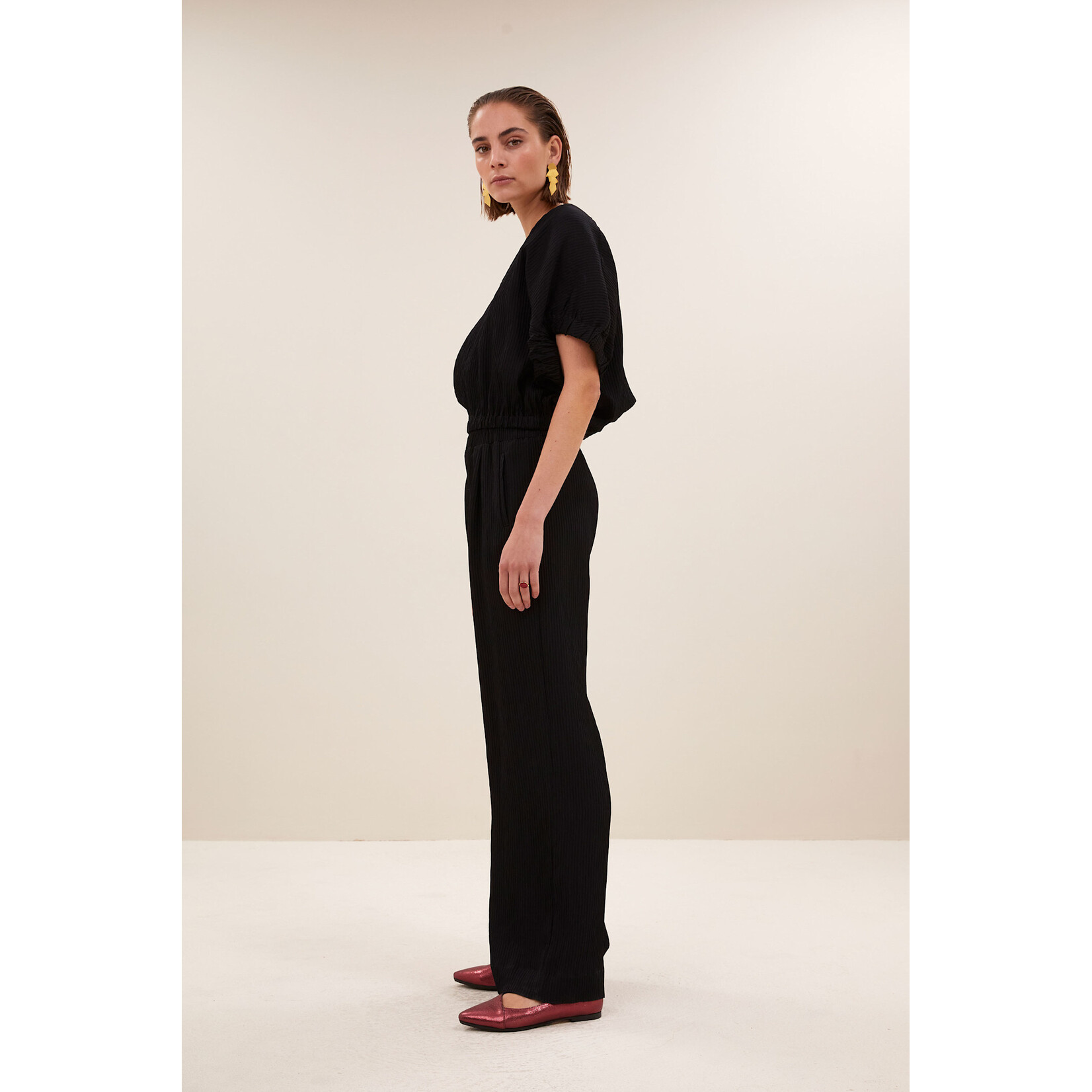 By-Bar Mabel structure stripe blouse Jet black