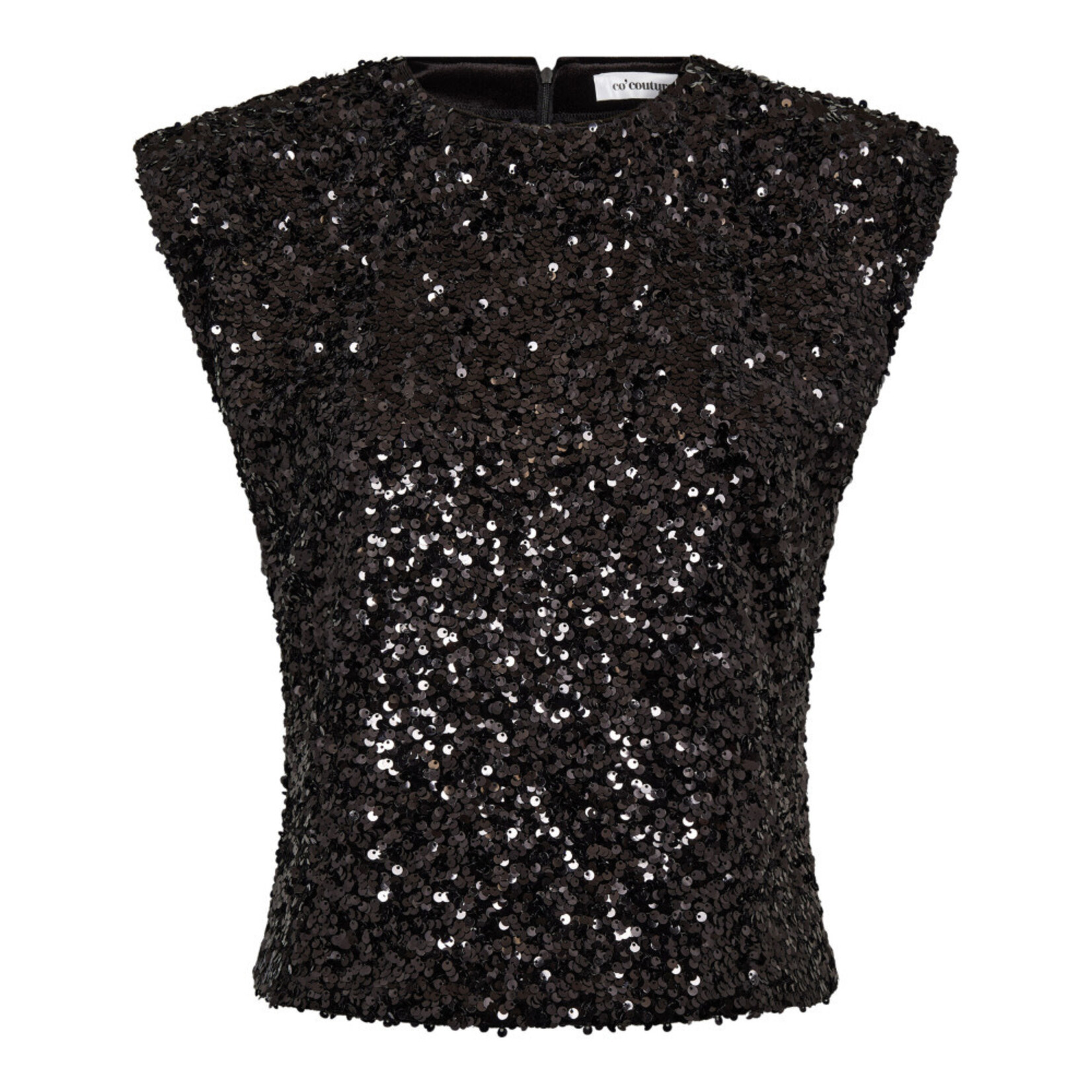 Co'couture Roslyn sequin top Black