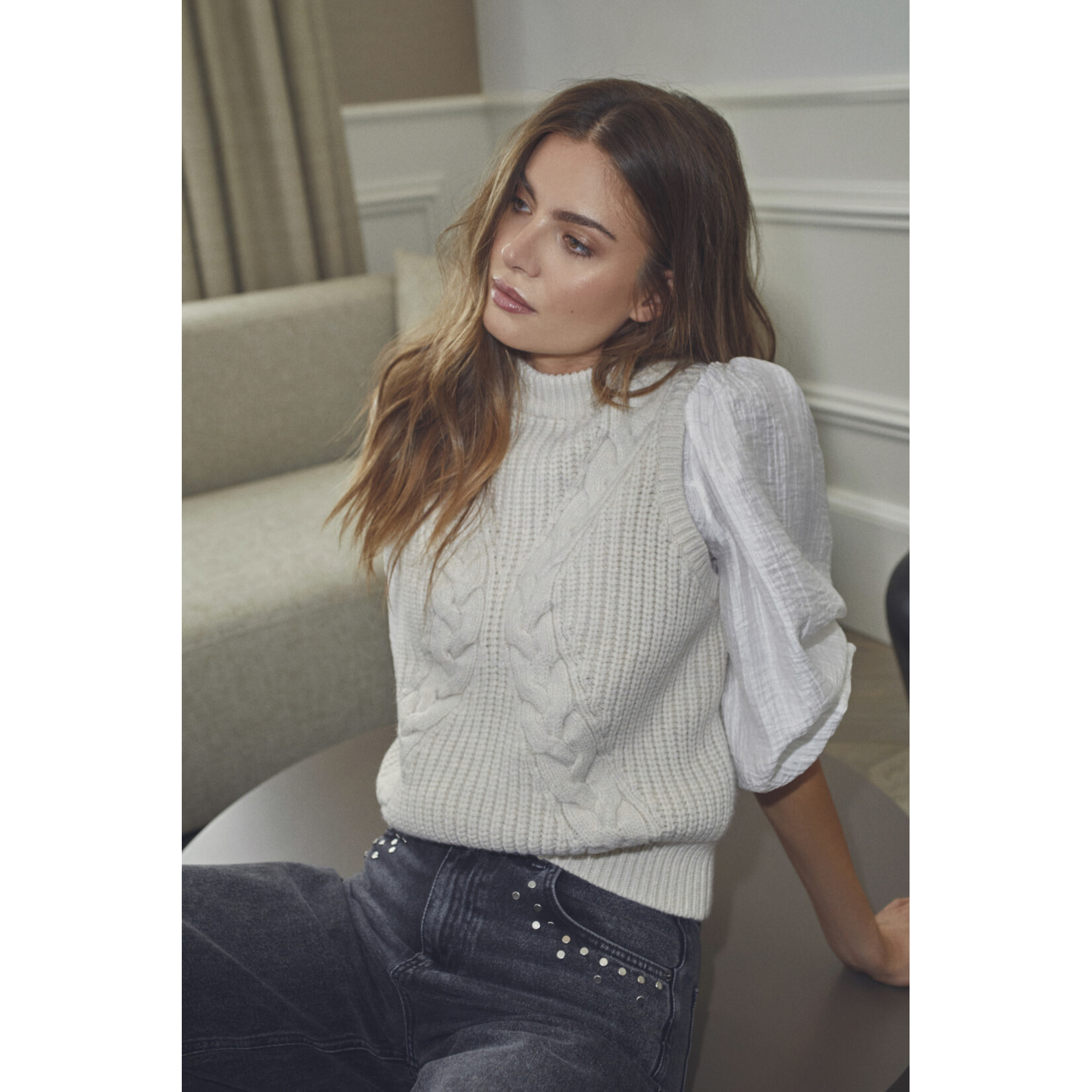 Co'couture Vicky stud wide jeans Black