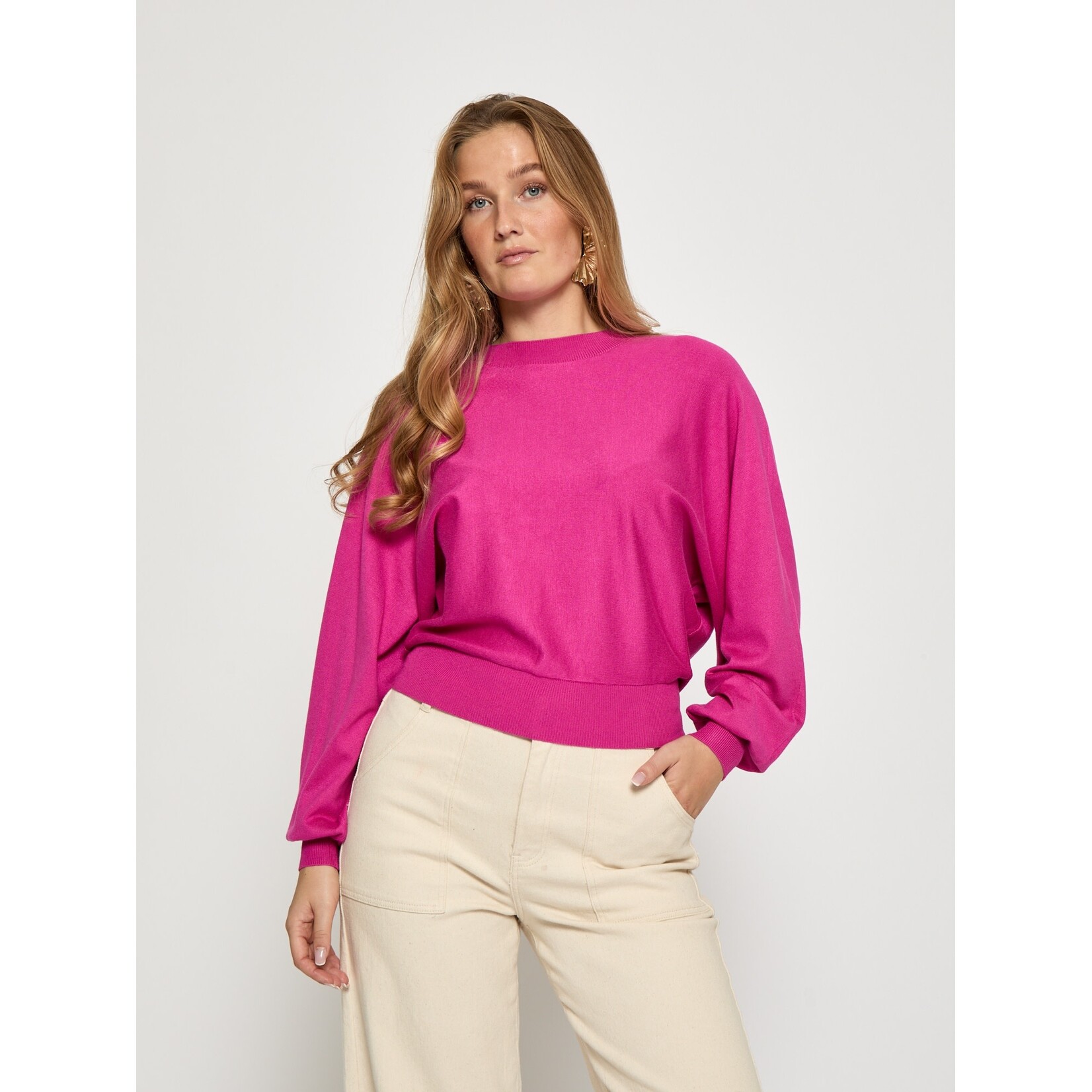 Minus Dana bat sleeve knit pullover Rose violet