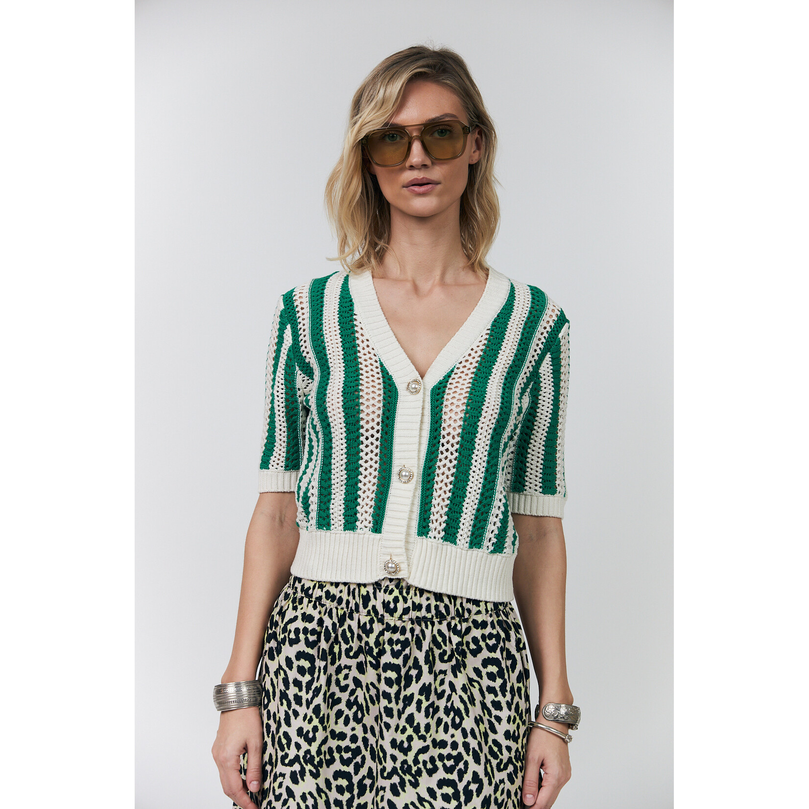 Lollys Laundry Siva knit cardigan Green