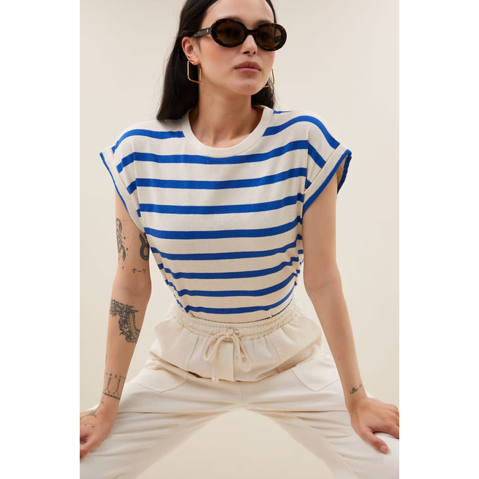 By-Bar Tobi stripe top Azul blue