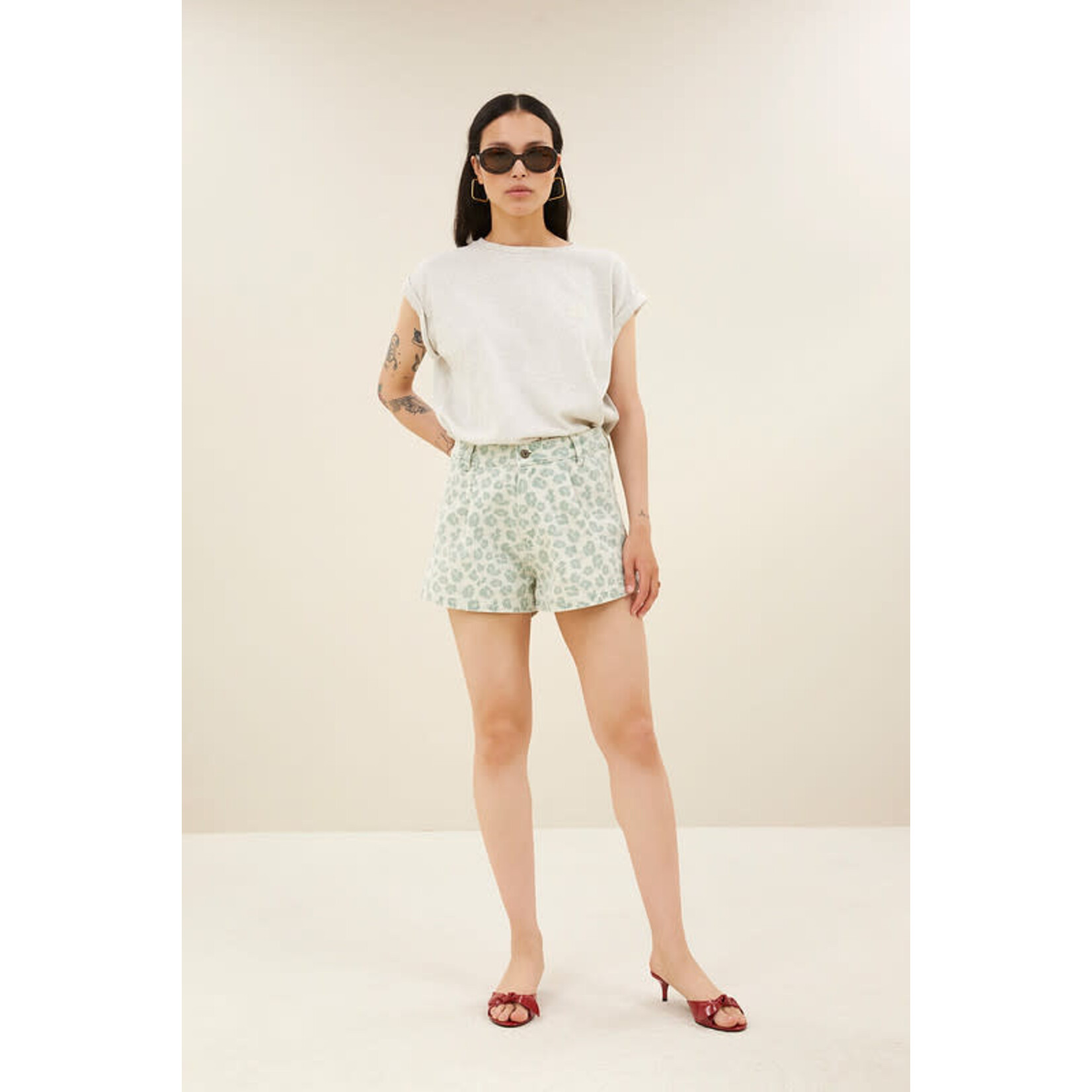 By-Bar June green cheetah shorts