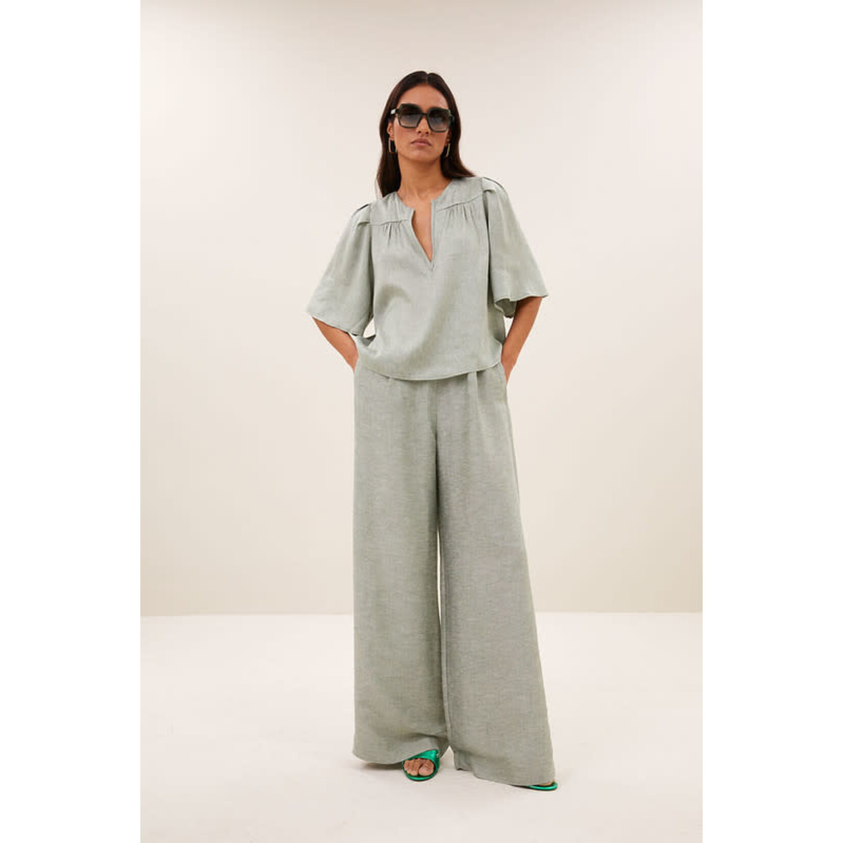 By-Bar Blake gloss blouse Light mint