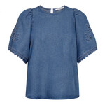 Co'couture Tilly embroidery blouse Denim blue
