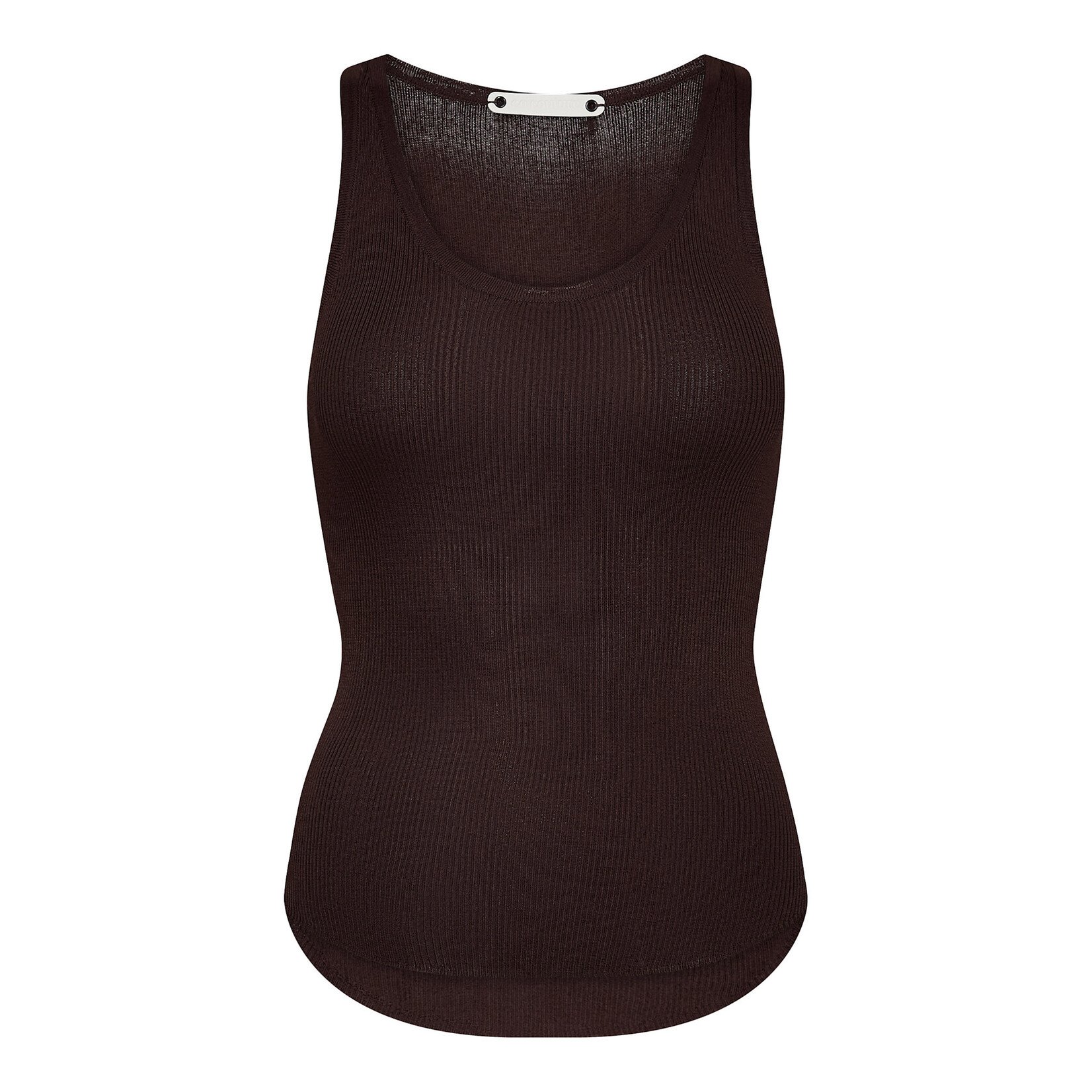 Co'couture Claire rib tank top Dark brown