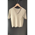 Guusje v-neck lurex t-shirt Dune
