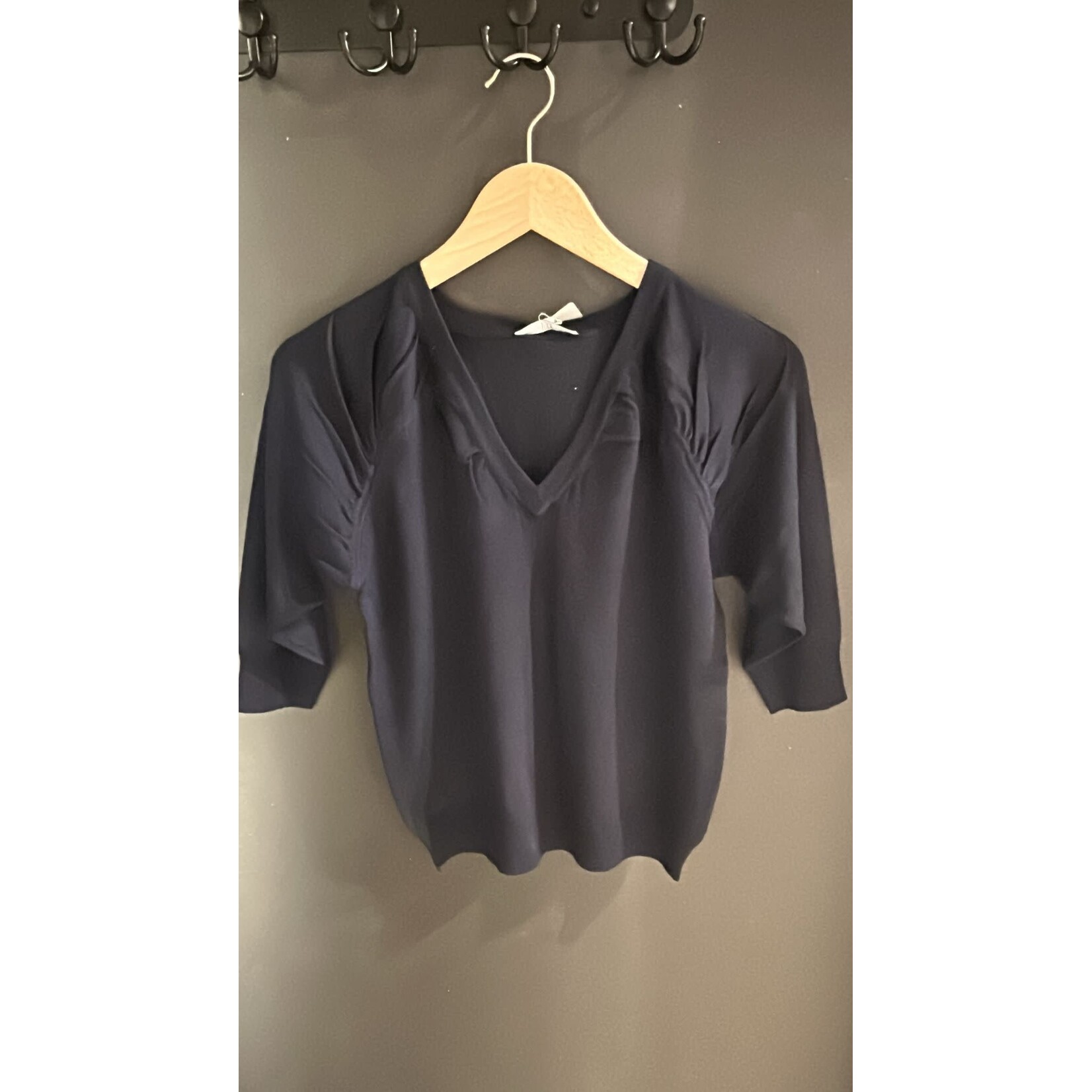 Azora v-neck fine knit 3/4 sleeve Marine