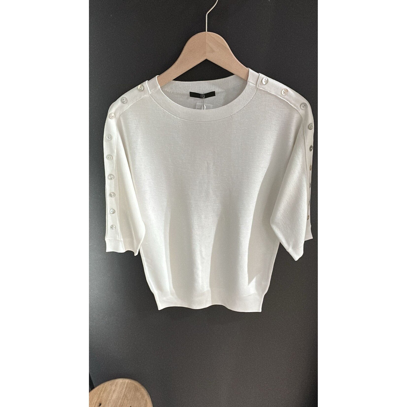 Nena button sleeve knit sweater Off white