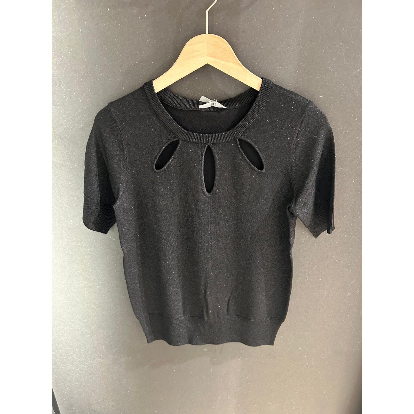 Mila fancy lurex 3/4 sleeve Black