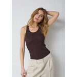Co'couture Claire rib tank top Dark brown