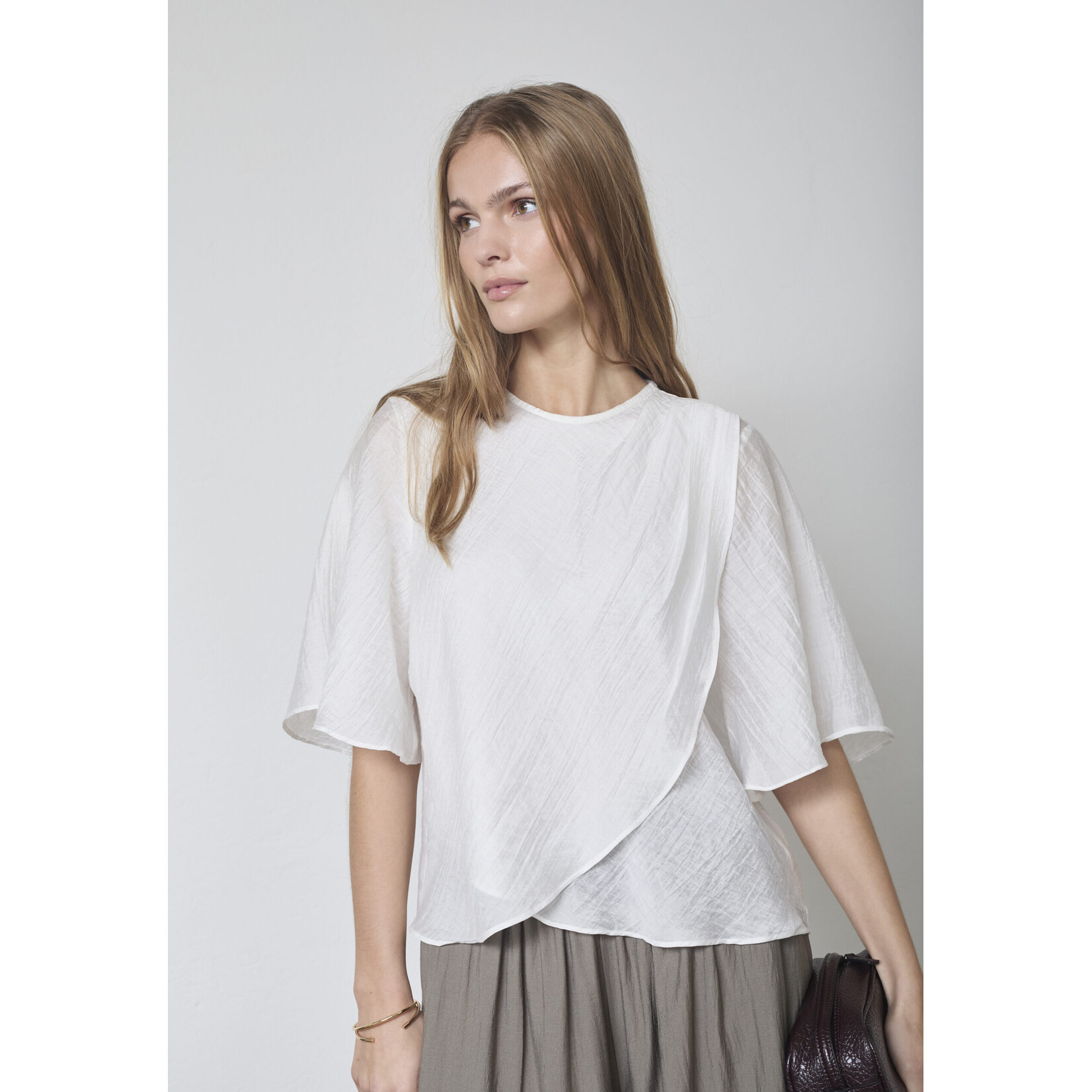 Co'couture Conny drape blouse White