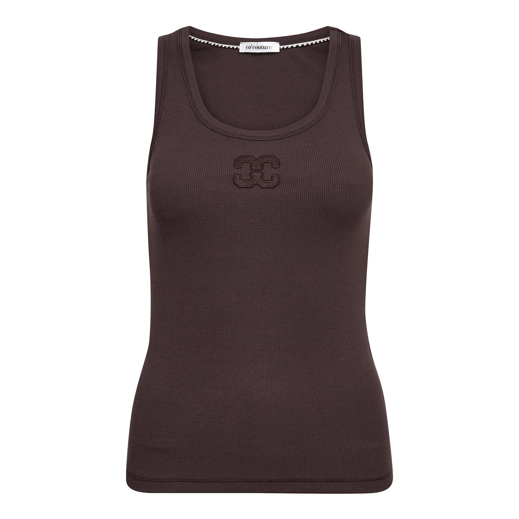 Co'couture Granny rib solid tank Dark brown
