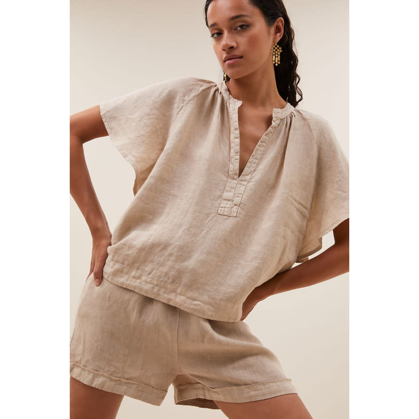 By-Bar Vina linen blouse Biscuit