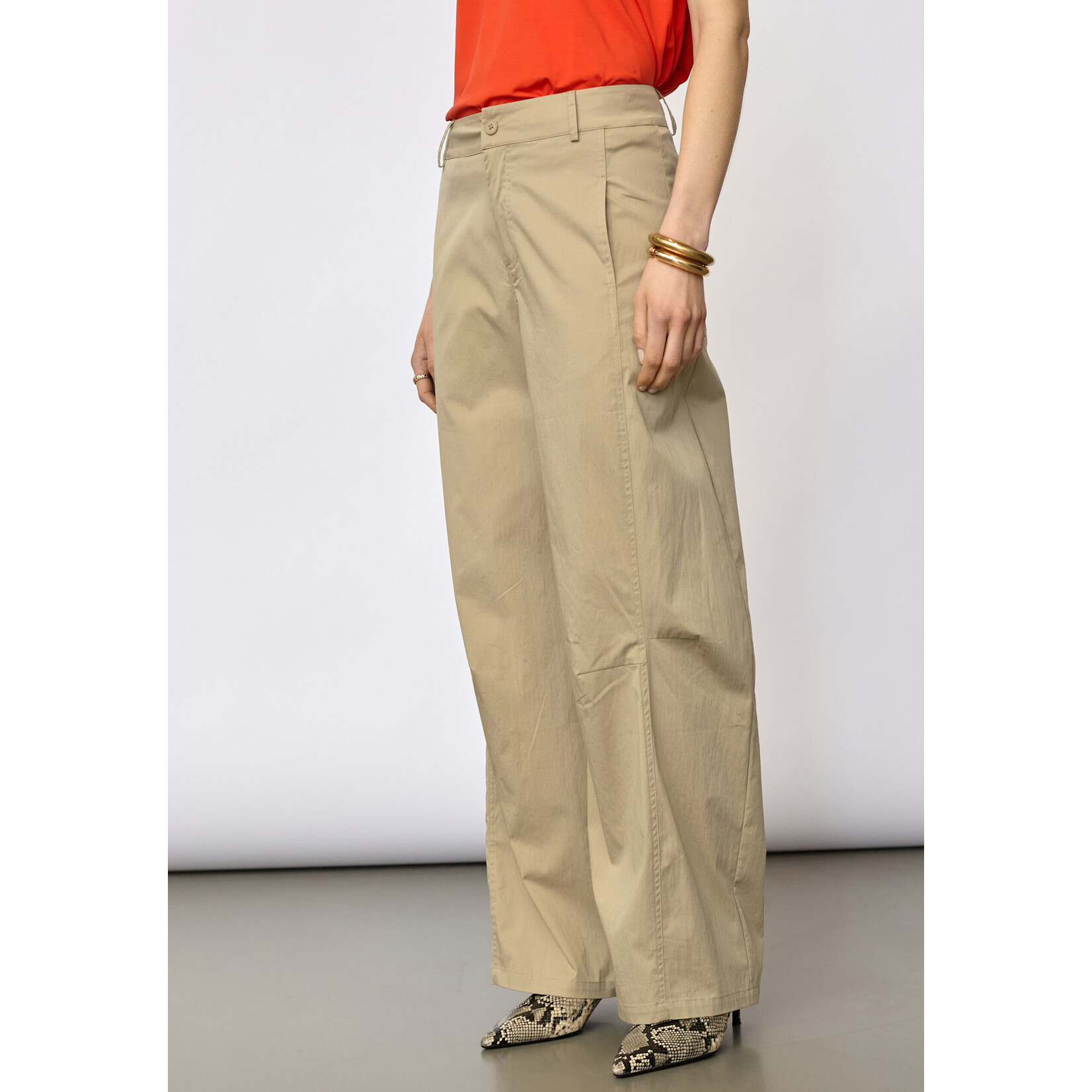 Co'couture Cotton crisp barrel pant Mushroom