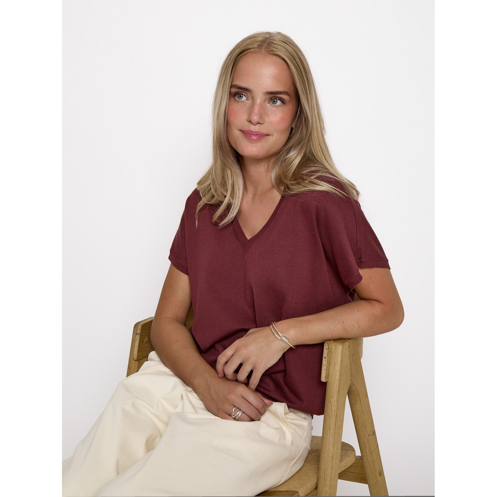Minus Peyton batsleeve knit t-shirt Andorra red