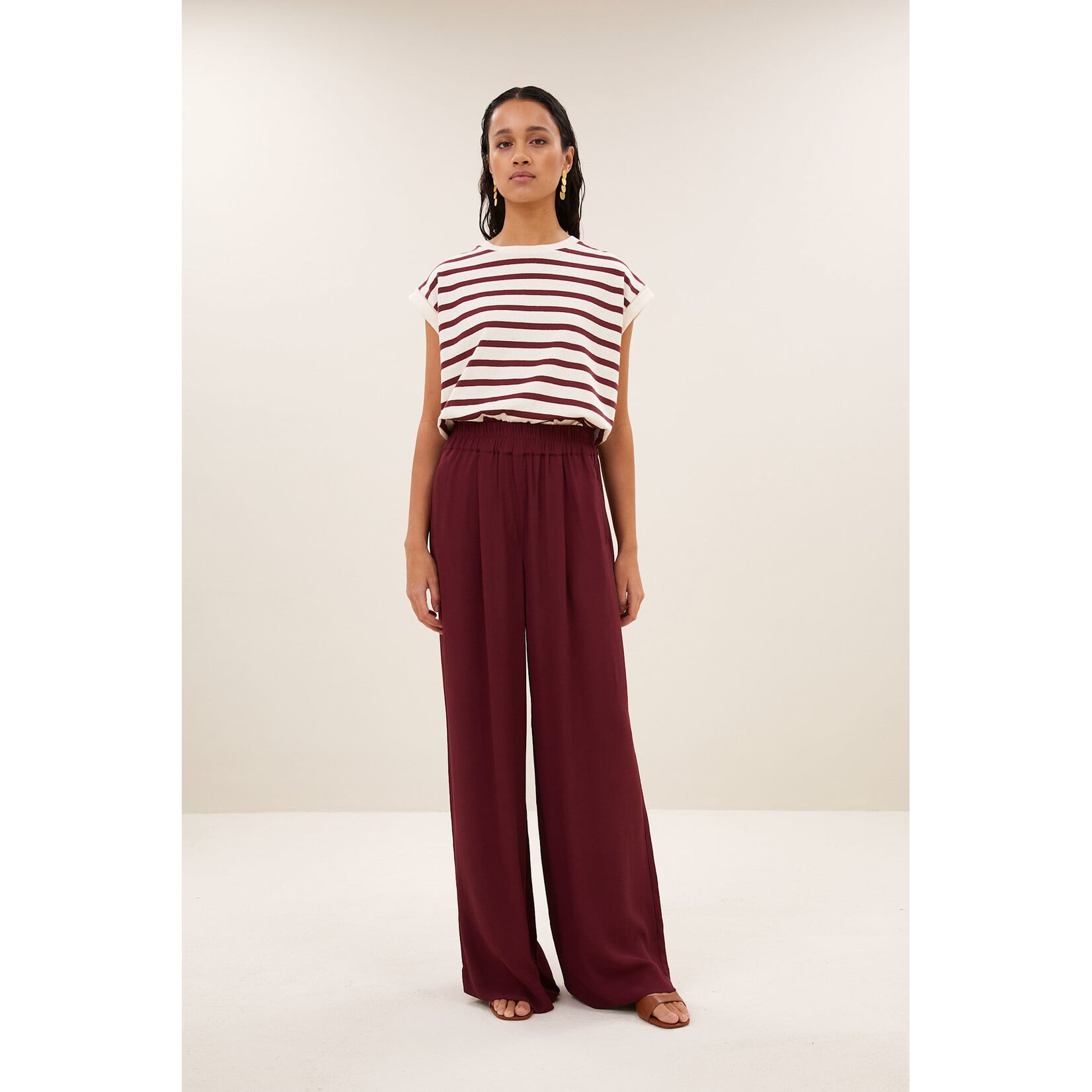 By-Bar Tobi stripe top Grain wine stripe