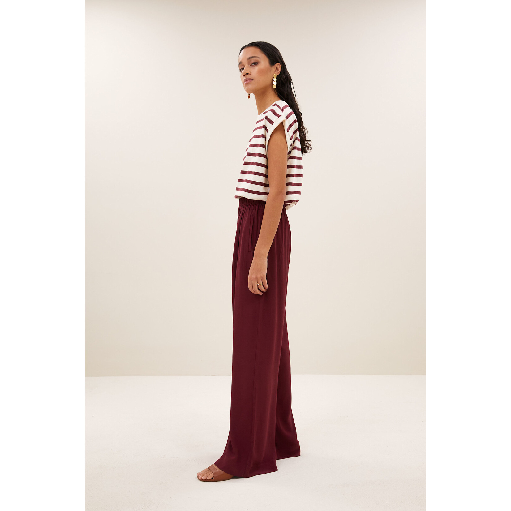 By-Bar Tobi stripe top Grain wine stripe