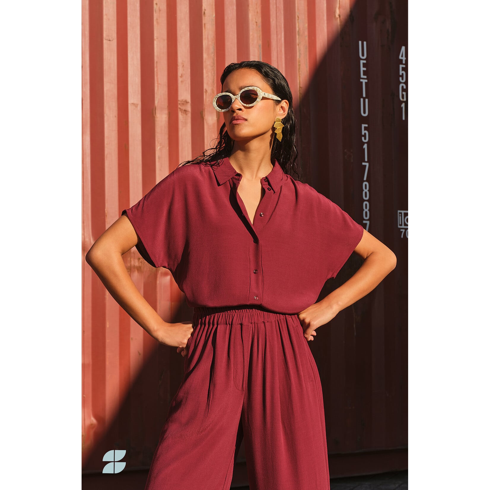 By-Bar Barley viscose blouse Wine