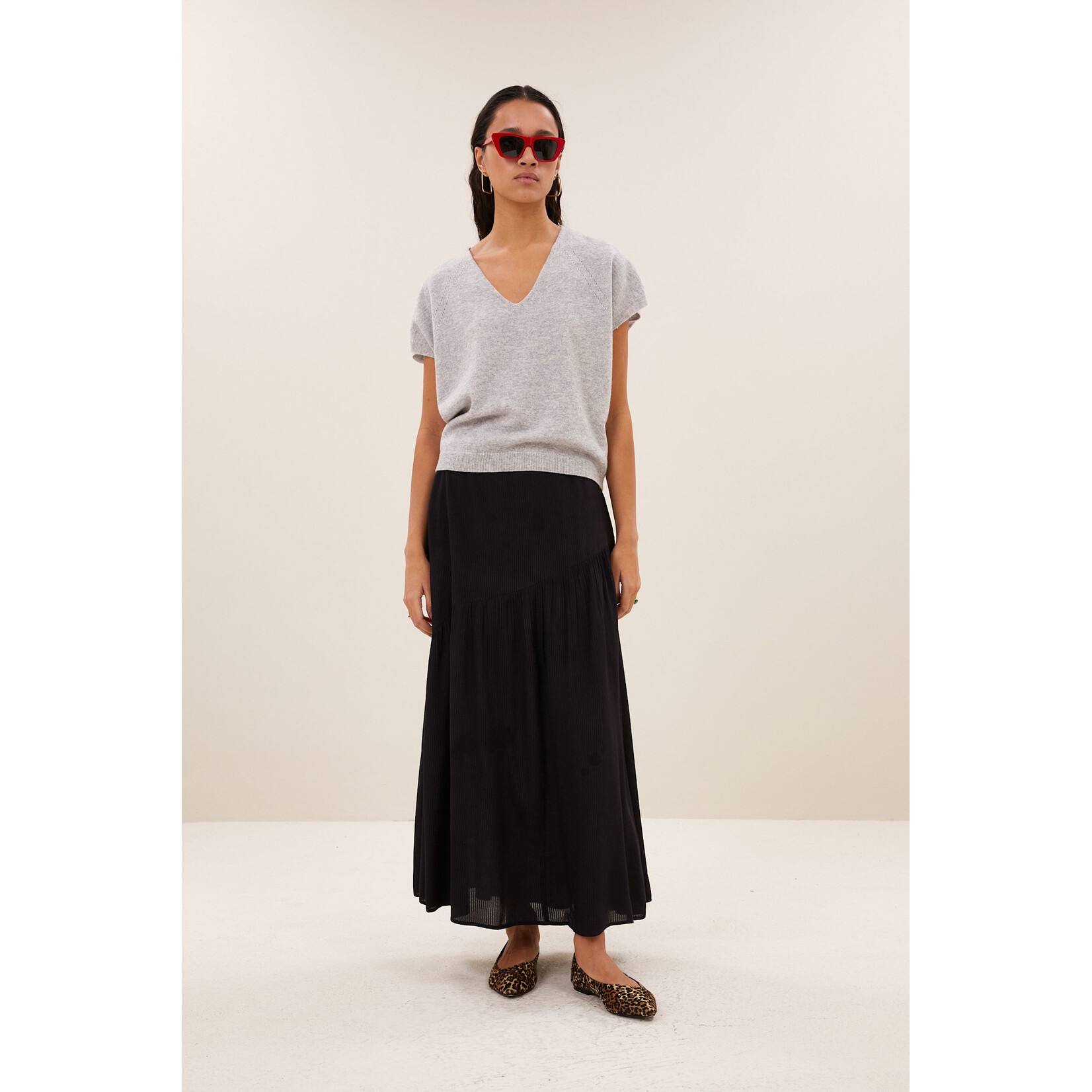 By-Bar Myra viscose skirt Black