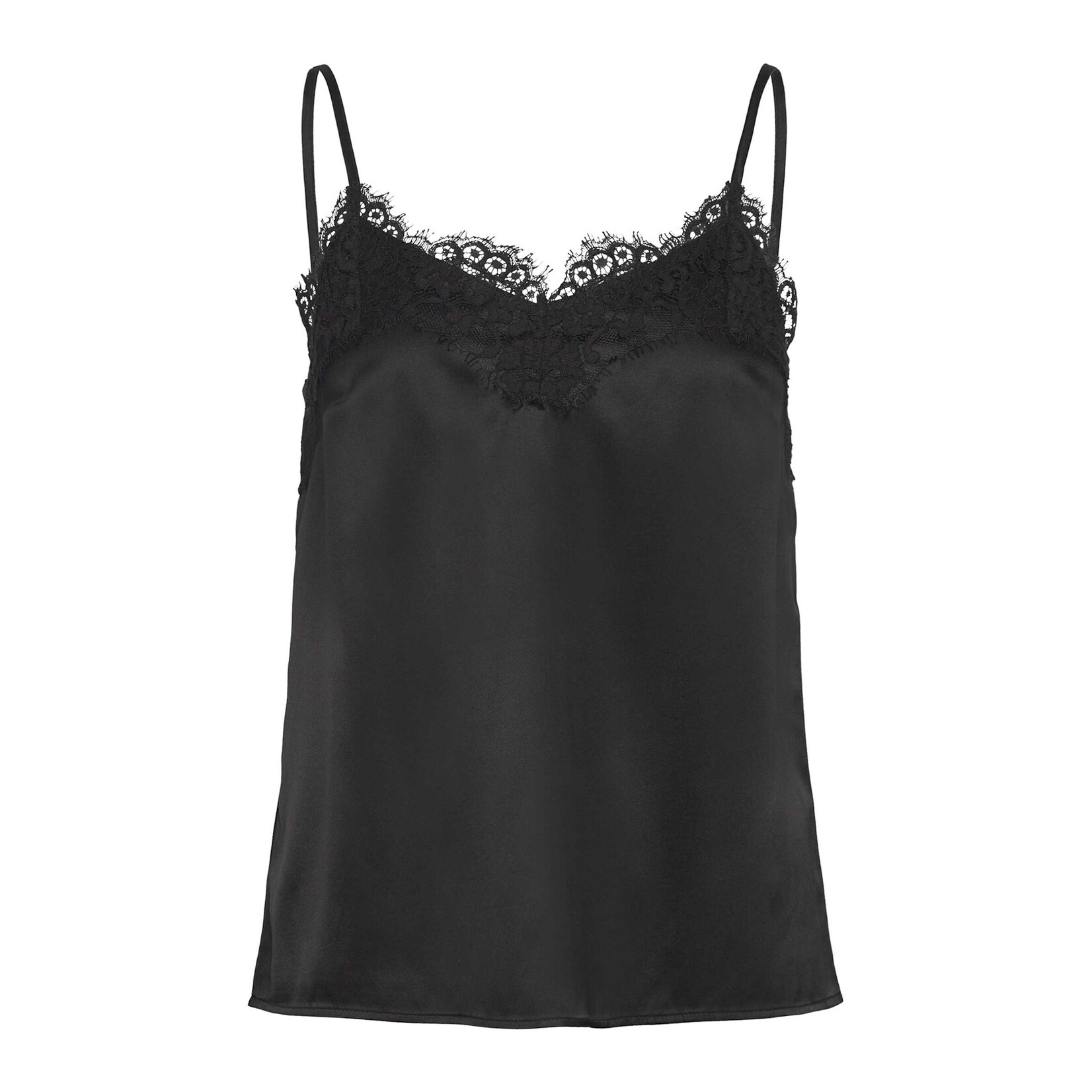 Rosemunde Jade silk strap lace top Black
