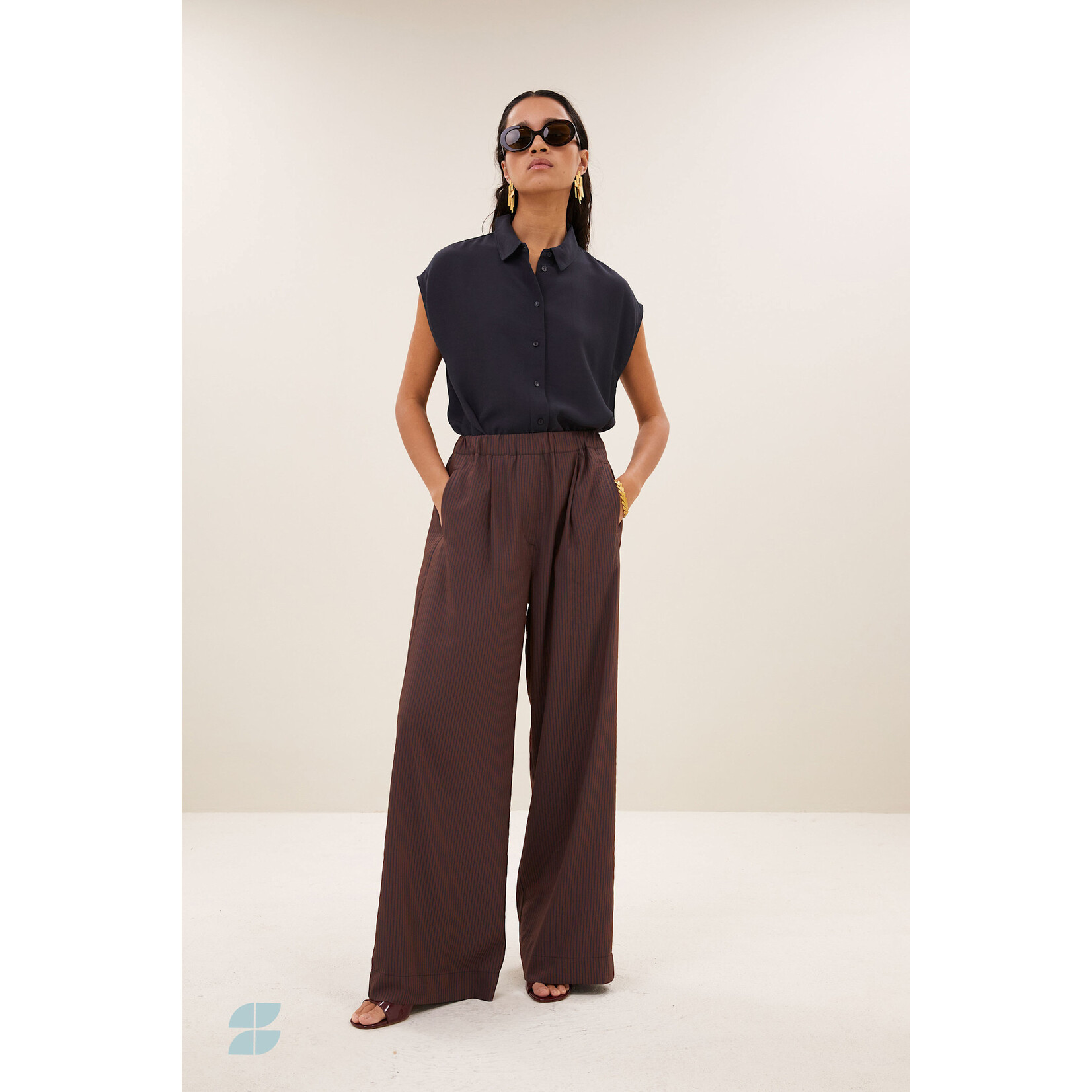 By-Bar Celin tan stripe pants Tanning stripe