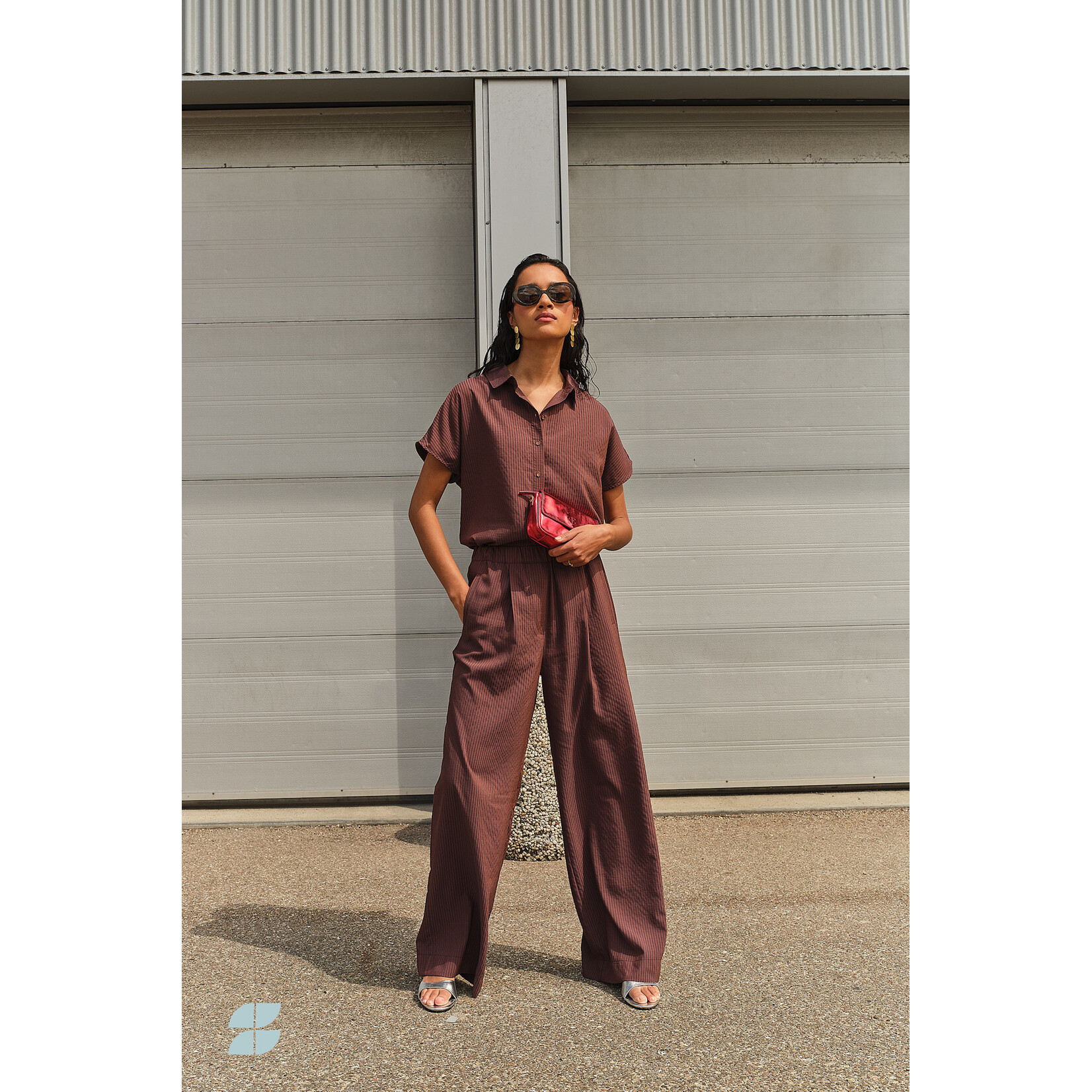 By-Bar Celin tan stripe pants Tanning stripe