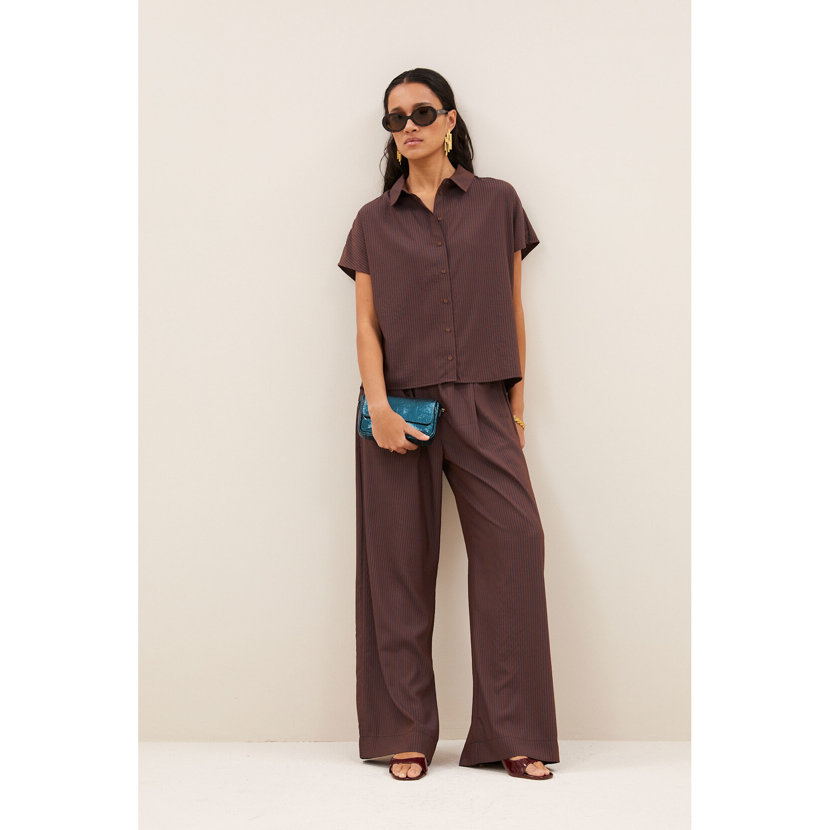 By-Bar Barley tan stripe blouse Tanning stripe