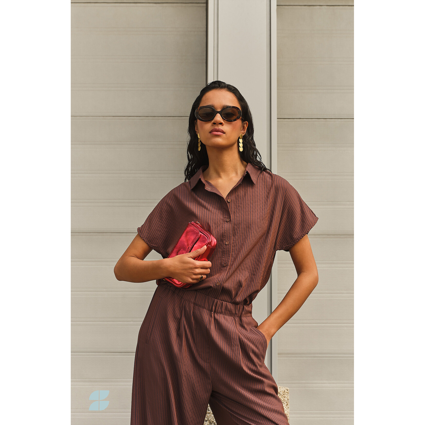 By-Bar Barley tan stripe blouse Tanning stripe