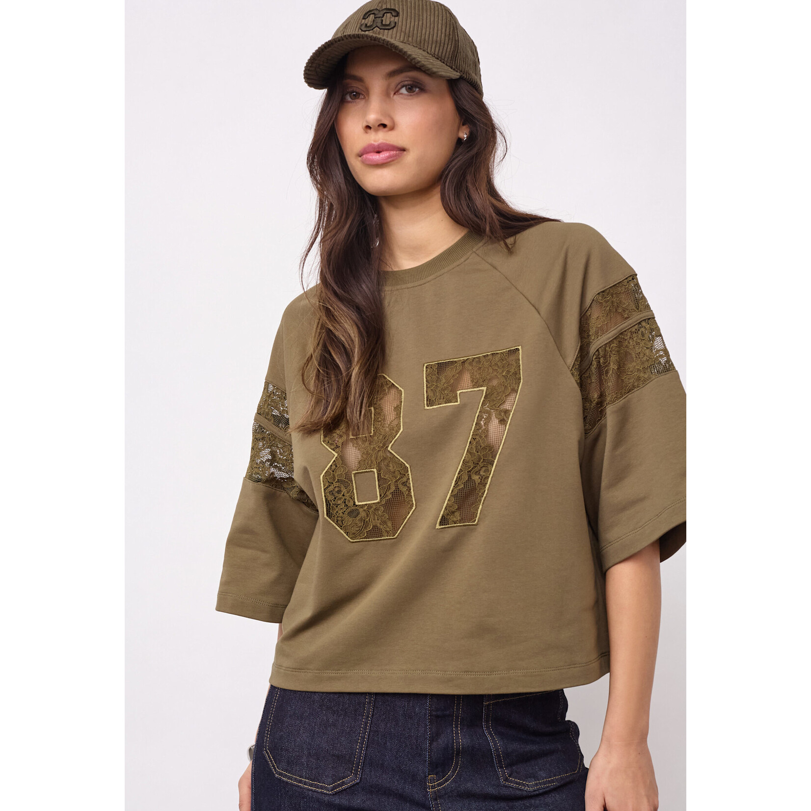 Co'couture Ely 87 lace tee sweat Army