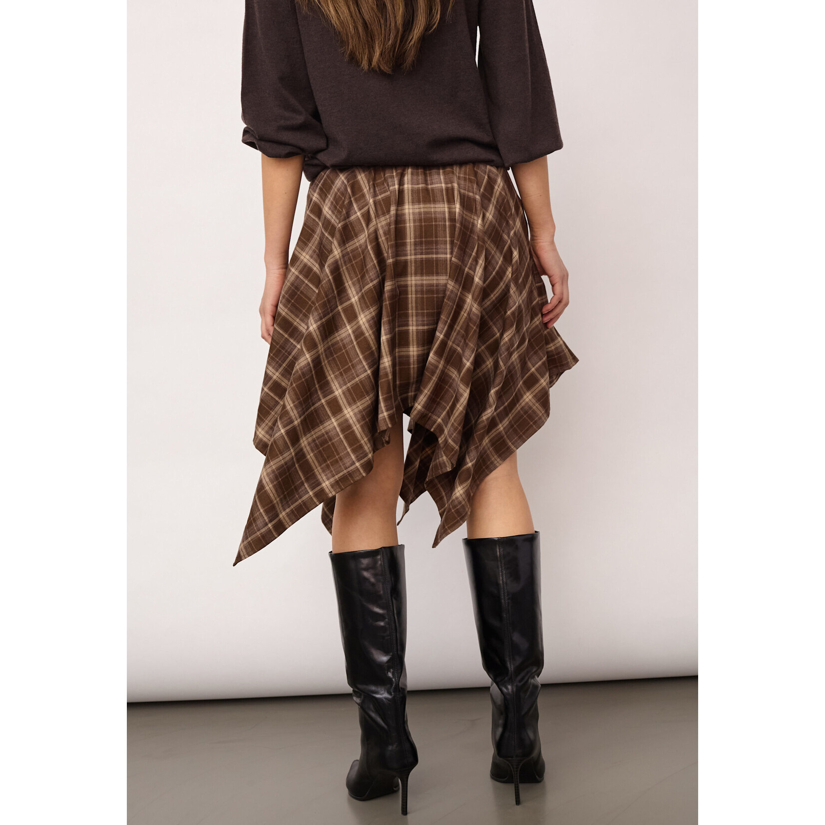 Co'couture Dagny check tie skirt Brown