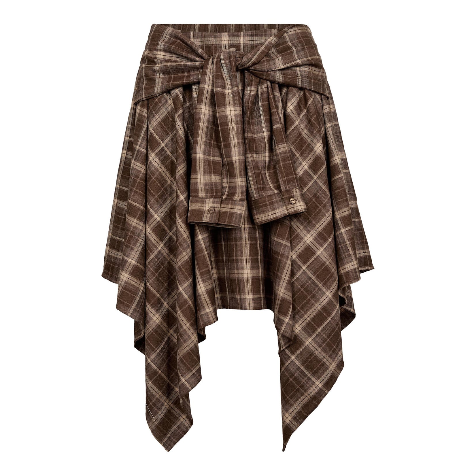 Co'couture Dagny check tie skirt Brown