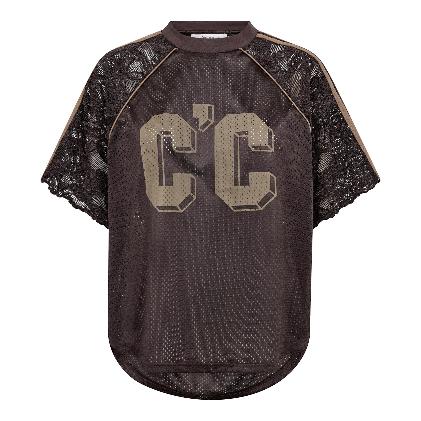 Co'couture Trey logo lace tee Dark brown