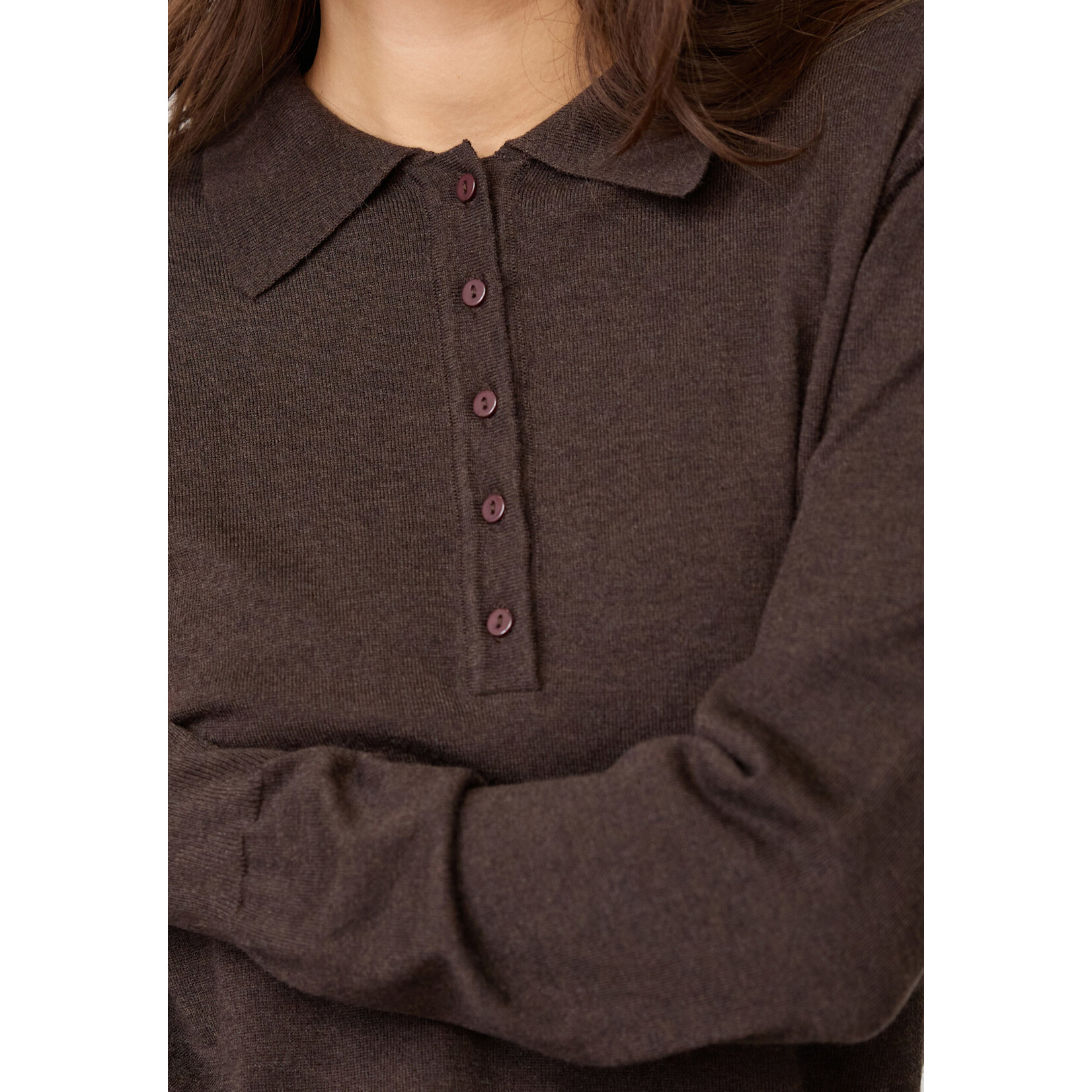 Co'couture Cory padded polo knit Dark brown