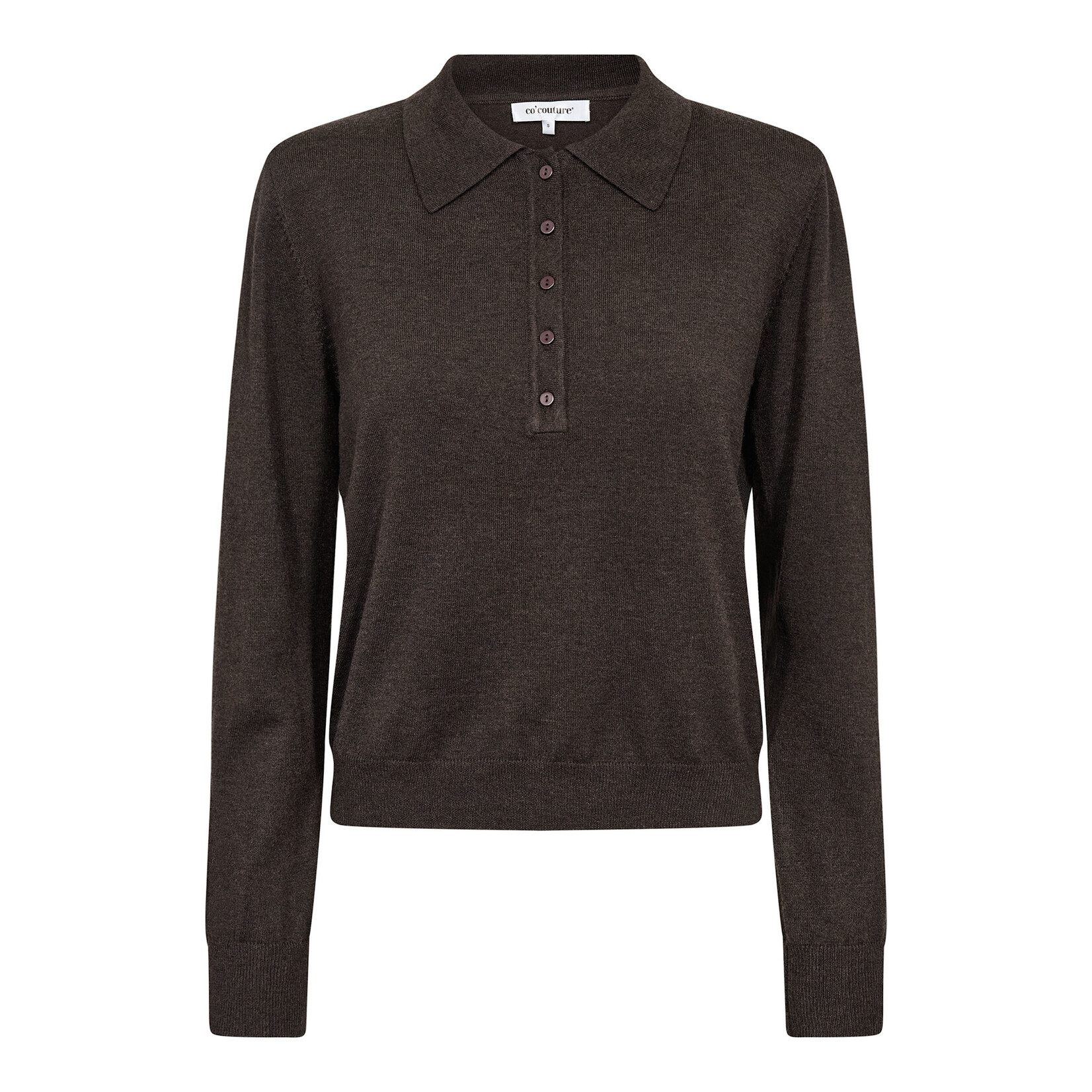 Co'couture Cory padded polo knit Dark brown
