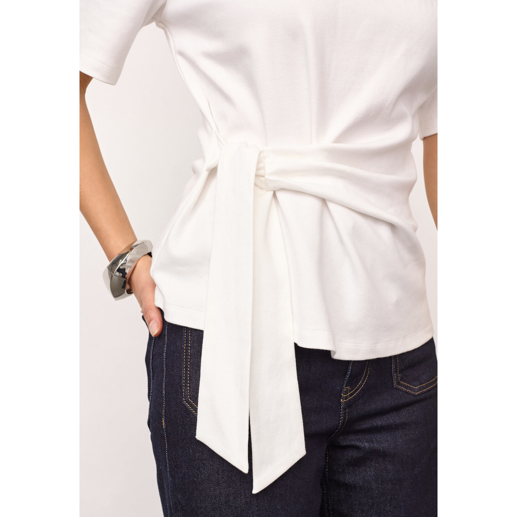 Co'couture Oriane pleat tie tee White