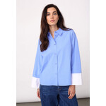 Co'couture Elona check cuff shirt Pale blue