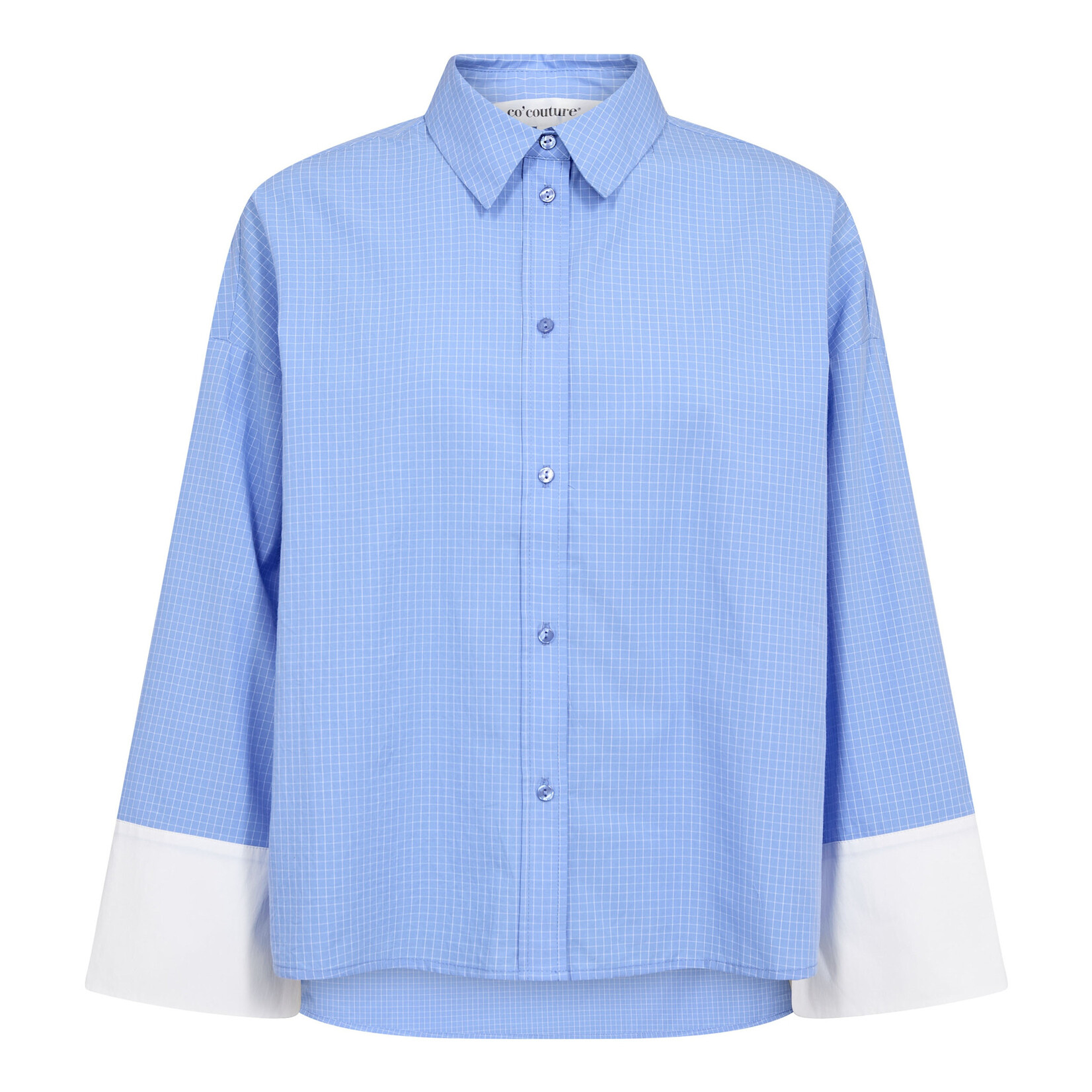 Co'couture Elona check cuff shirt Pale blue