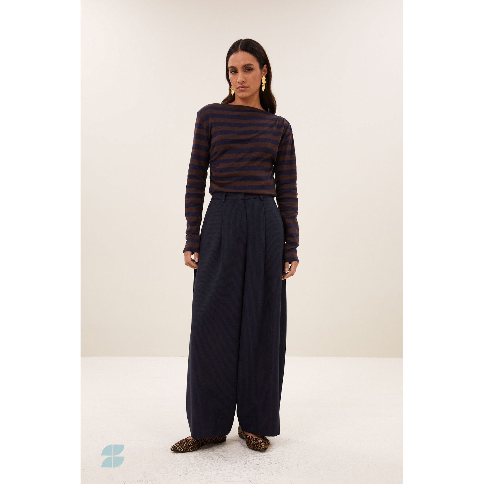By-Bar Leya big stripe top Coffee bean