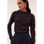 By-Bar Leya big stripe top Coffee bean