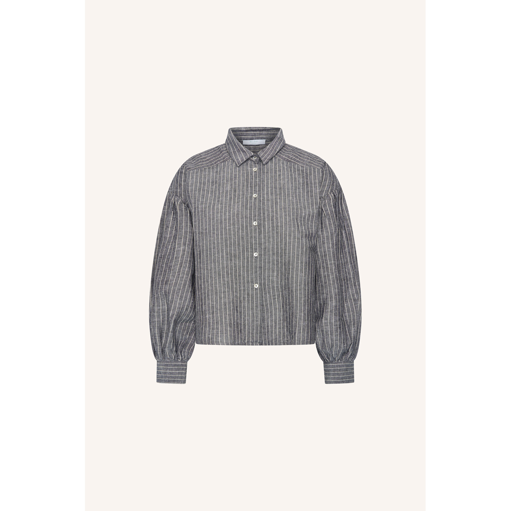 By-Bar Sarah short thin stripe blouse Ash grey