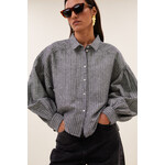 By-Bar Sarah short thin stripe blouse Ash grey
