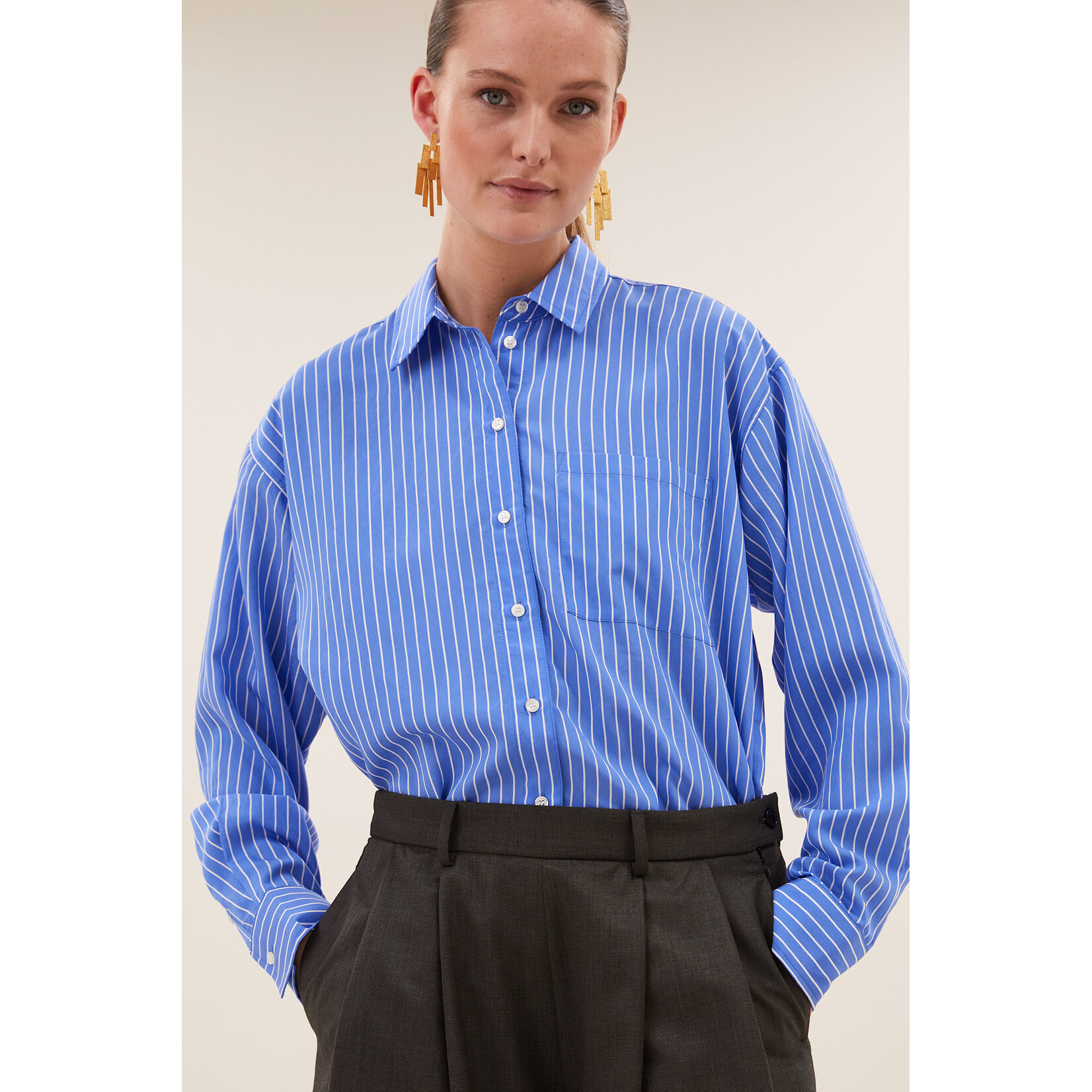 By-Bar Lise stripe blouse Azul blue