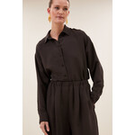 By-Bar Kris satin stripe blouse Espresso